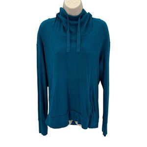 Columbia Womens Cotton Teal Long Sleeve Hooded Pullover Top Size L